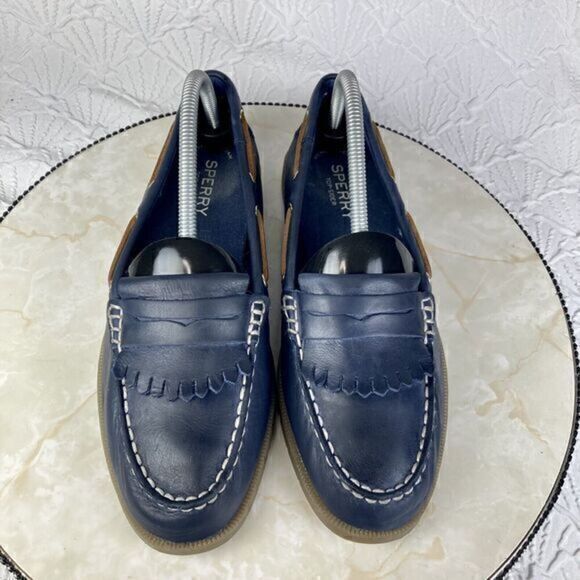 Sperry Top Sider Shoes Womens Size 9.5 Navy Blue Leather Conway Kiltie Loafers - Picture 4 of 12